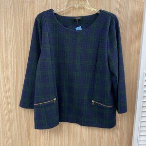 Talbots Green and Blue Plaid Sweater